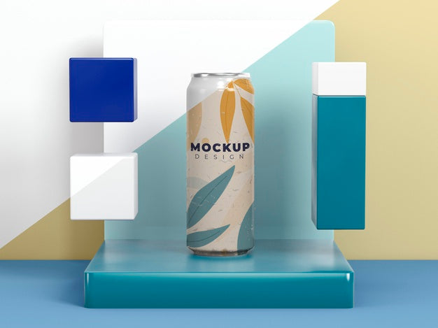 Free Abstract Can Packaging Mock-Up Psd