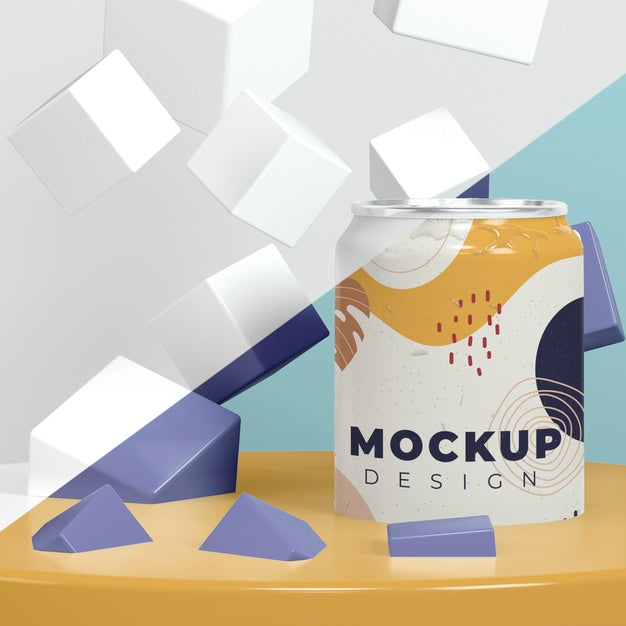 Free Abstract Can Packaging Mock-Up Psd