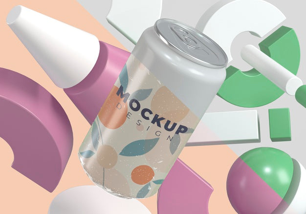 Free Abstract Can Packaging Mock-Up Psd