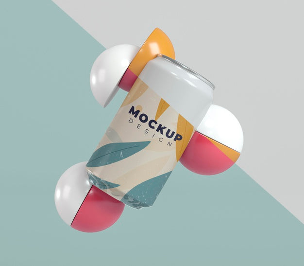 Free Abstract Can Packaging Mock-Up Psd