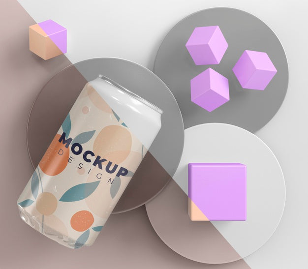 Free Abstract Can Packaging Mock-Up Psd