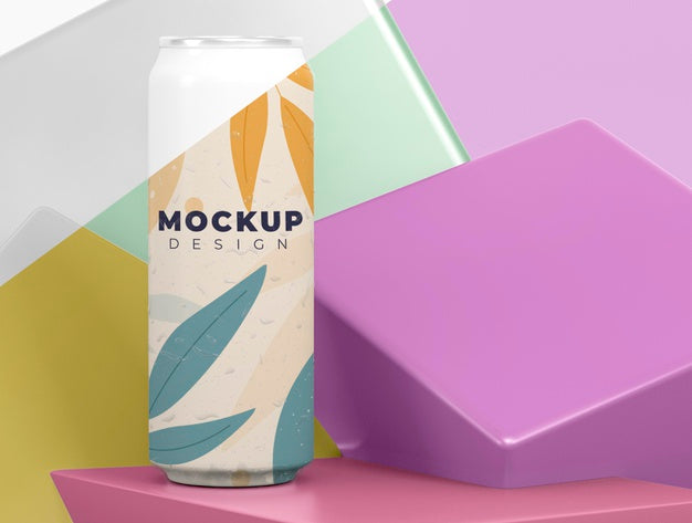 Free Abstract Can Packaging Mock-Up Psd