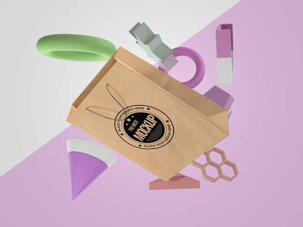 Free Abstract Mock-Up Paper Bag Merchandise Psd