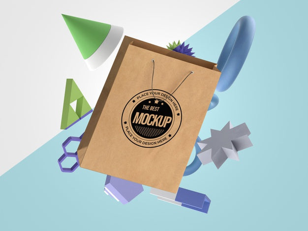 Free Abstract Mock-Up Paper Bag Merchandise Psd