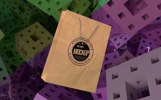 Free Abstract Mock-Up Paper Bag Merchandise Psd