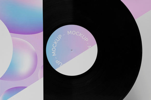 Free Abstract Retro Vinyl Disk With Packaging Mock-Up Psd