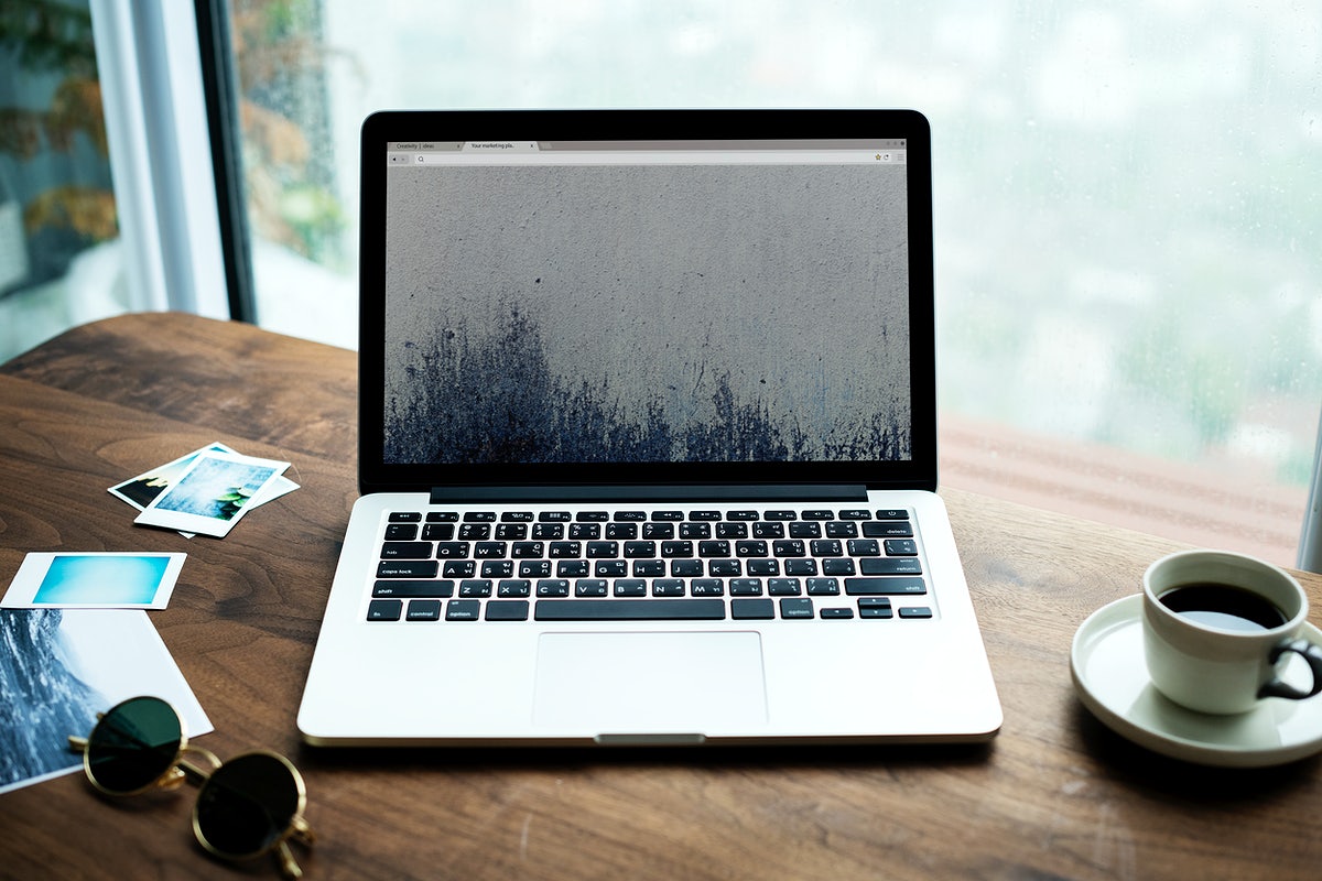 Free Aerial View Of Computer Laptop On Wooden Table Photography Hobby Concept