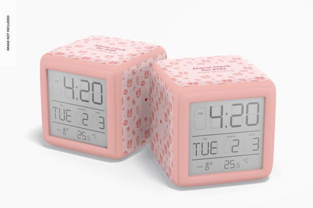 Free Alarm Clocks For Kids Mockup Psd