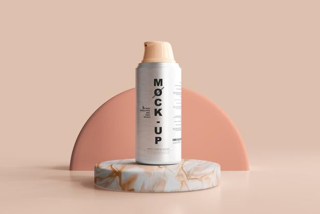 Free Aluminum Body Cosmetic Pump Bottle Mockup Psd