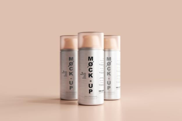 Free Aluminum Body Cosmetic Pump Bottle Mockup Psd