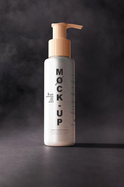 Free Aluminum Body Cosmetic Pump Bottle Mockup Psd