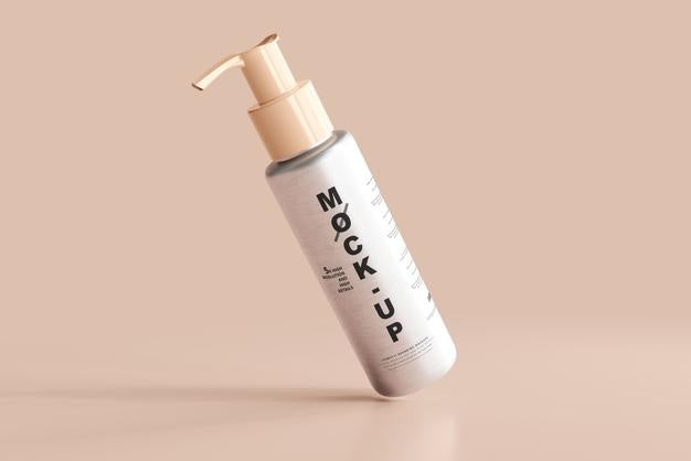 Free Aluminum Body Cosmetic Pump Bottle Mockup Psd