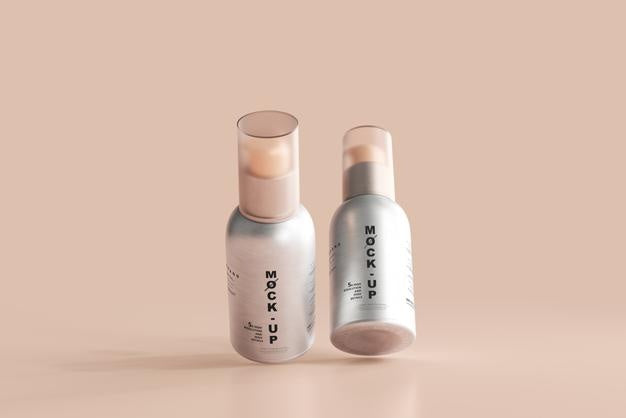 Free Aluminum Body Cosmetic Spray Bottle Mockup Psd