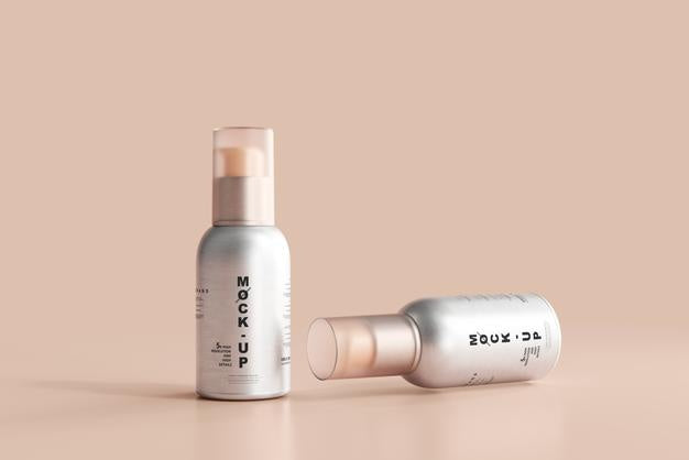 Free Aluminum Body Cosmetic Spray Bottle Mockup Psd