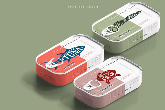 Free Aluminum Fish Can Mockup Psd