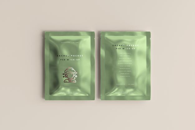 Free Aluminum Foil Sachet Packet Mockup Psd