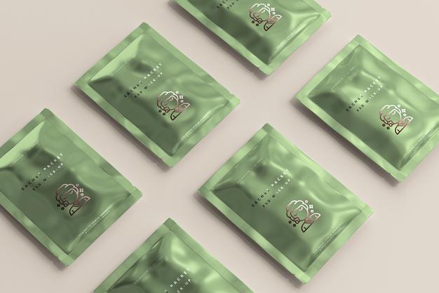 Free Aluminum Foil Sachet Packet Mockup Psd