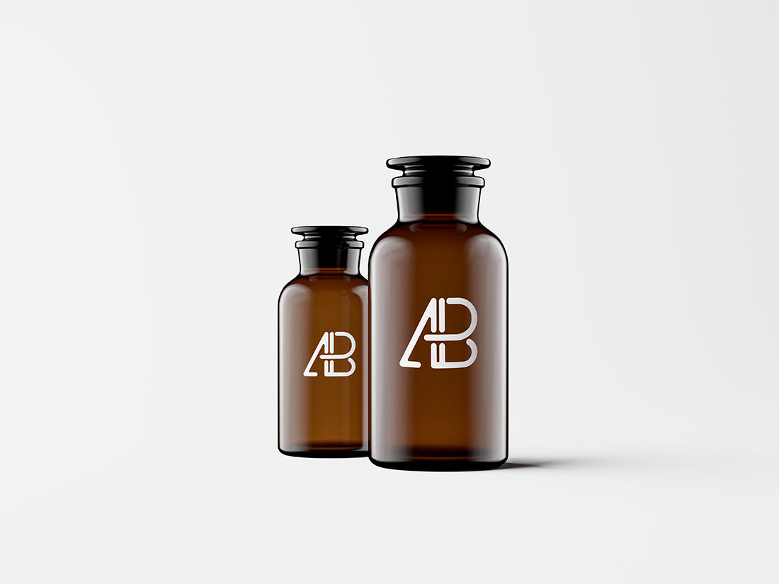 Free Amber Glass Apothecary Jars Mockup