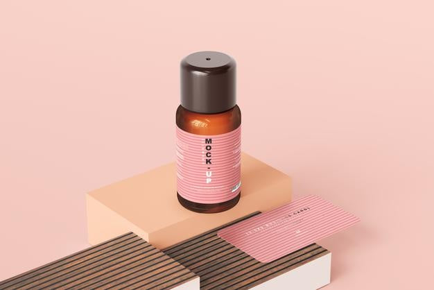 Free Amber Glass Cosmetic Bottle Mockup Psd