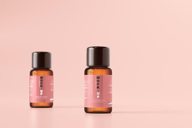 Free Amber Glass Cosmetic Bottle Mockup Psd