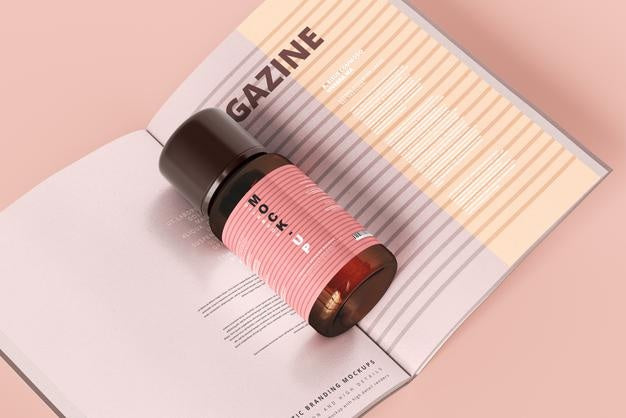 Free Amber Glass Cosmetic Bottle Mockup Psd