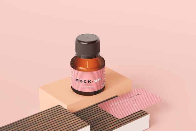 Free Amber Glass Cosmetic Bottle Mockup Psd