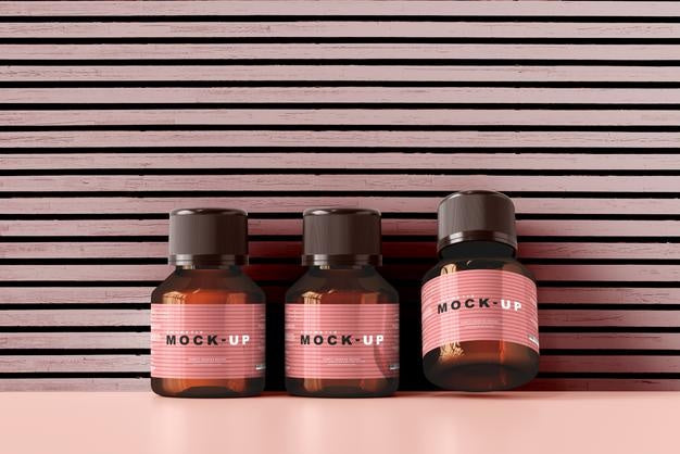 Free Amber Glass Cosmetic Bottle Mockup Psd