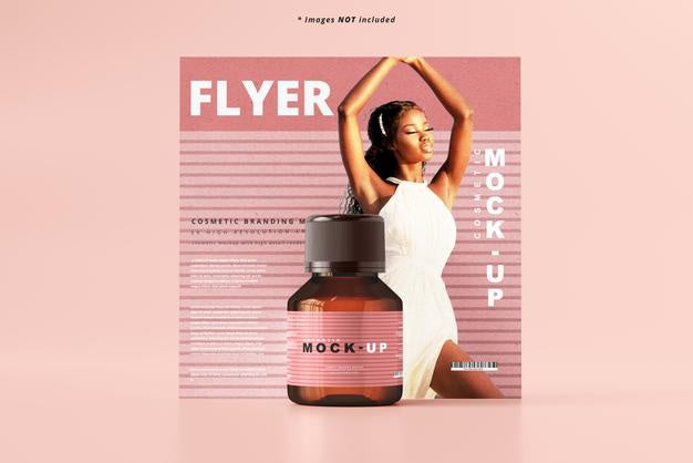 Free Amber Glass Cosmetic Bottle Mockup Psd