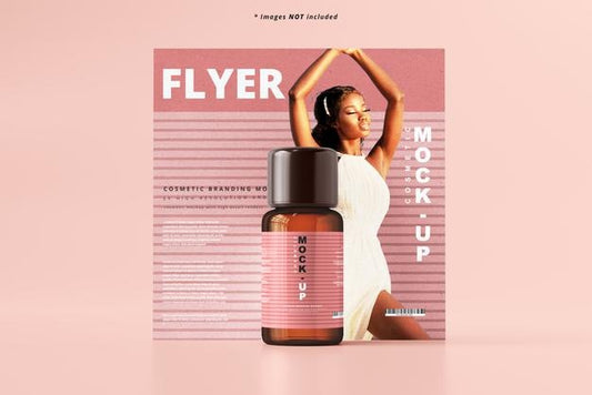 Free Amber Glass Cosmetic Bottle Mockup Psd