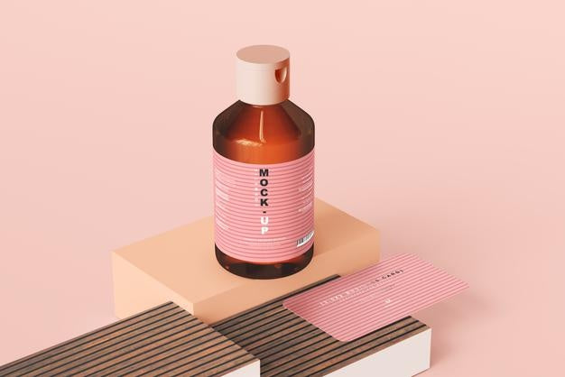 Free Amber Glass Cosmetic Bottle Mockup Psd