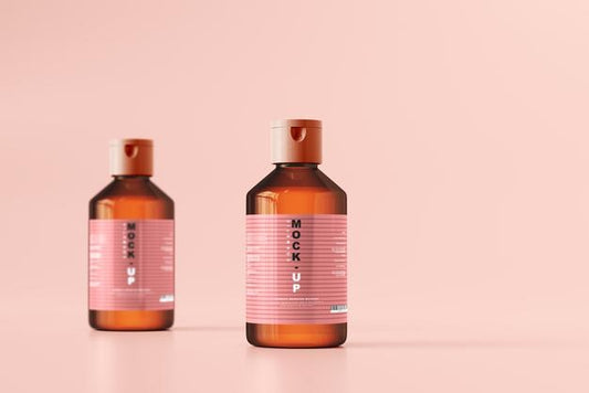 Free Amber Glass Cosmetic Bottle Mockup Psd