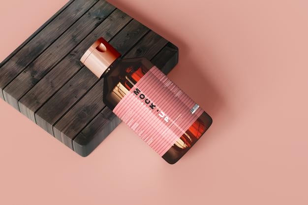 Free Amber Glass Cosmetic Bottle Mockup Psd