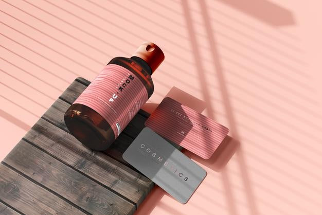 Free Amber Glass Cosmetic Bottle Mockup Psd