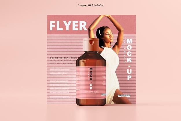 Free Amber Glass Cosmetic Bottle Mockup Psd