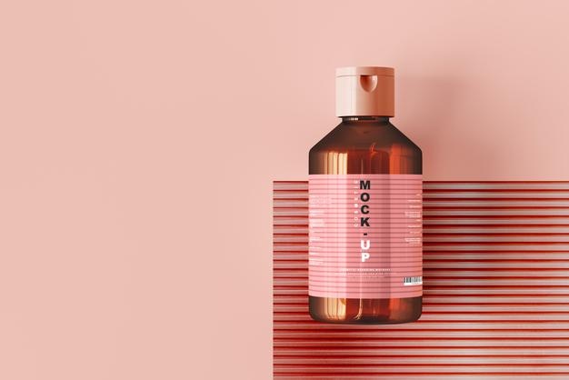 Free Amber Glass Cosmetic Bottle Mockup Psd