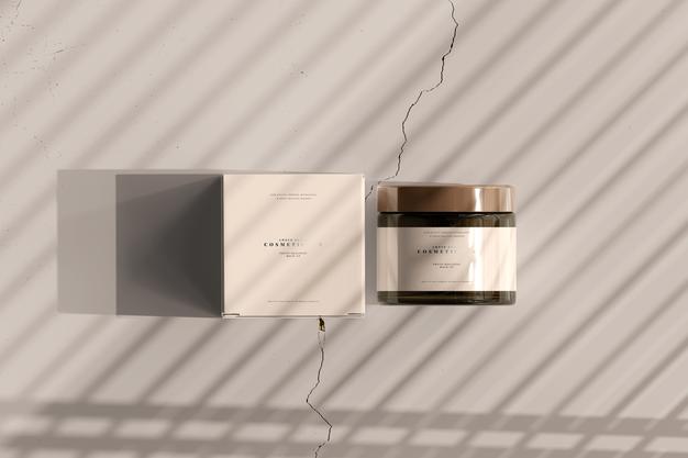 Free Amber Glass Cosmetic Jar And Box Mockup Psd