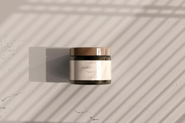 Free Amber Glass Cosmetic Jar Mockup Psd