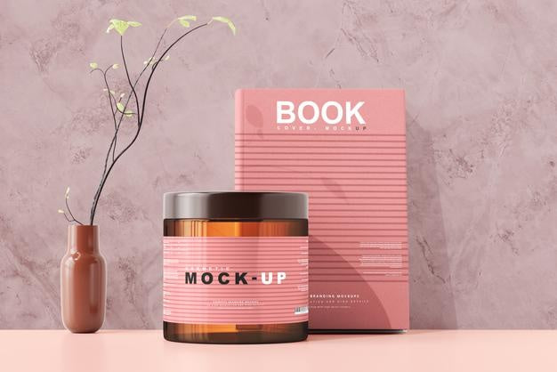 Free Amber Glass Cosmetic Jar Mockup Psd