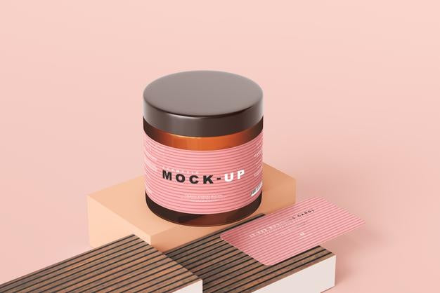 Free Amber Glass Cosmetic Jar Mockup Psd