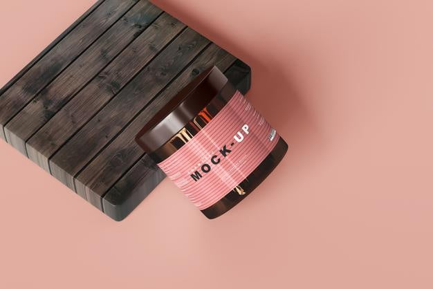 Free Amber Glass Cosmetic Jar Mockup Psd