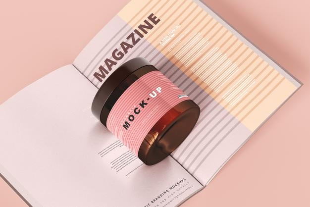 Free Amber Glass Cosmetic Jar Mockup Psd