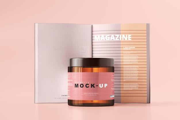 Free Amber Glass Cosmetic Jar Mockup Psd