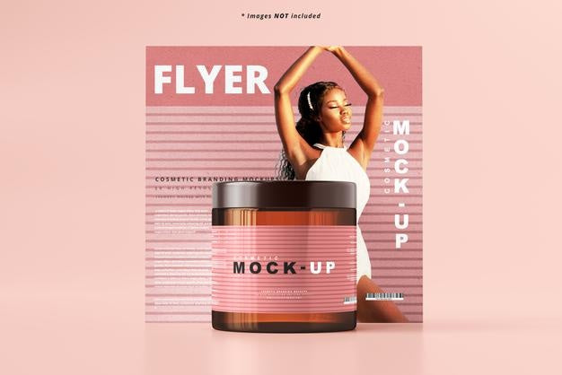 Free Amber Glass Cosmetic Jar Mockup Psd