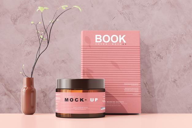 Free Amber Glass Cosmetic Jar Mockup Psd