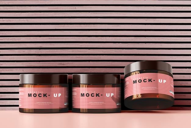 Free Amber Glass Cosmetic Jar Mockup Psd