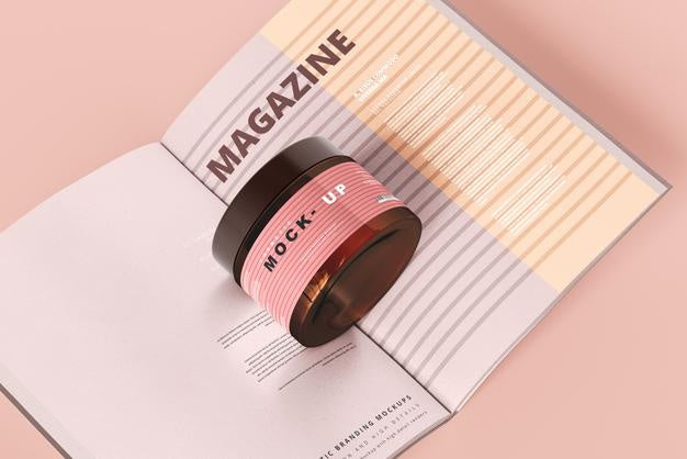 Free Amber Glass Cosmetic Jar Mockup Psd