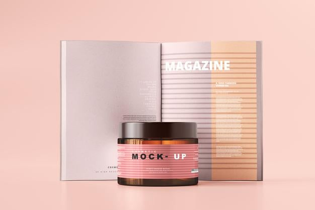 Free Amber Glass Cosmetic Jar Mockup Psd