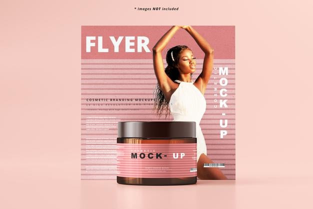 Free Amber Glass Cosmetic Jar Mockup Psd