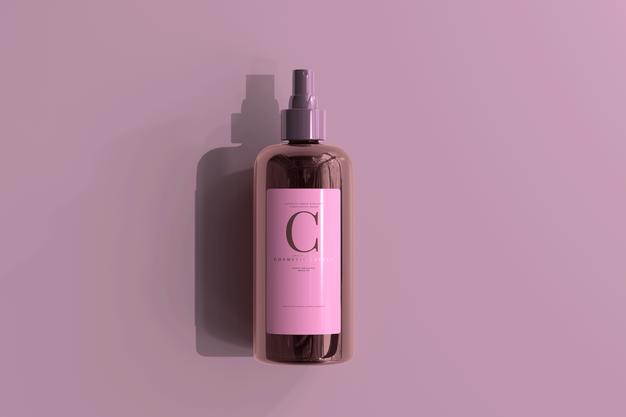 Free Amber Glass Cosmetic Spray Bottle Mockup Psd