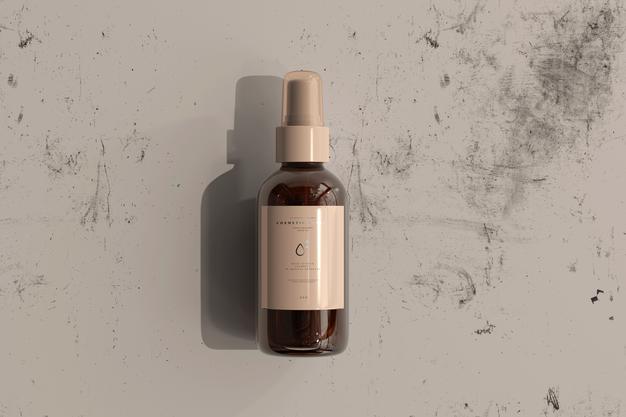 Free Amber Glass Cosmetic Spray Bottle Mockup Psd